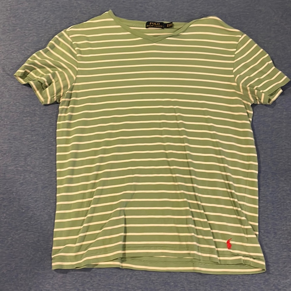 Polo mint green & white striped tee